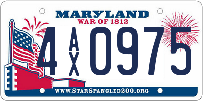 MD license plate 4AX0975
