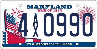 MD license plate 4AX0990