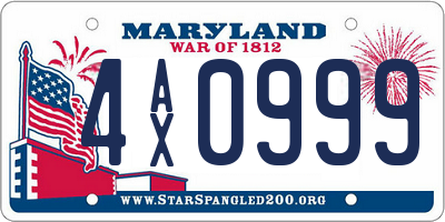 MD license plate 4AX0999
