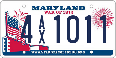 MD license plate 4AX1011