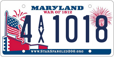 MD license plate 4AX1018