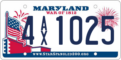 MD license plate 4AX1025