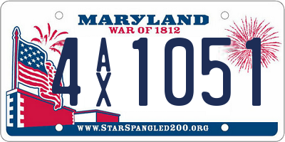 MD license plate 4AX1051