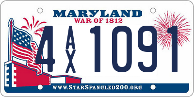 MD license plate 4AX1091