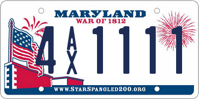 MD license plate 4AX1111