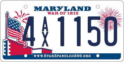MD license plate 4AX1150