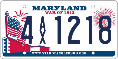 MD license plate 4AX1218