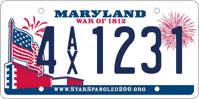 MD license plate 4AX1231