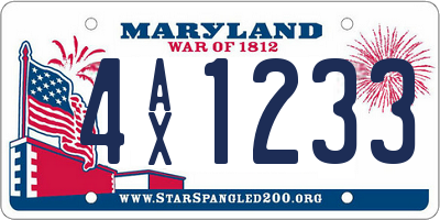 MD license plate 4AX1233