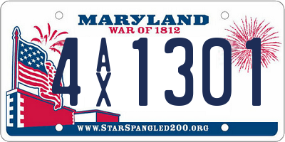 MD license plate 4AX1301