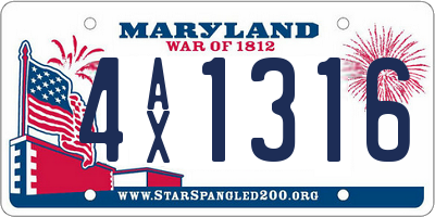 MD license plate 4AX1316
