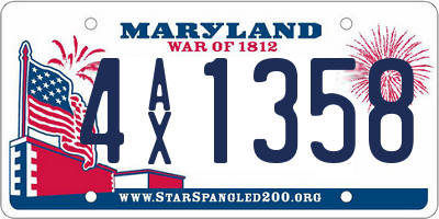 MD license plate 4AX1358