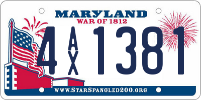 MD license plate 4AX1381