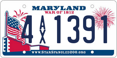 MD license plate 4AX1391
