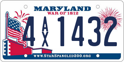 MD license plate 4AX1432
