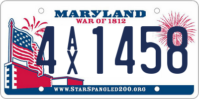 MD license plate 4AX1458