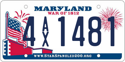 MD license plate 4AX1481
