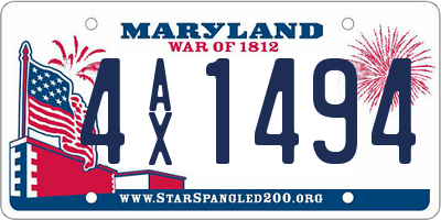 MD license plate 4AX1494