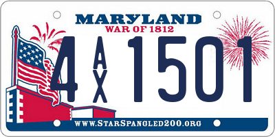 MD license plate 4AX1501