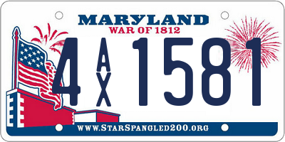 MD license plate 4AX1581