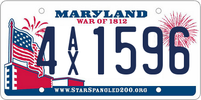 MD license plate 4AX1596