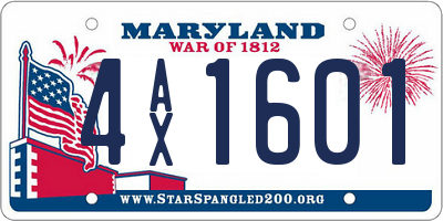 MD license plate 4AX1601