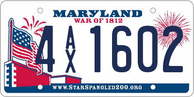 MD license plate 4AX1602