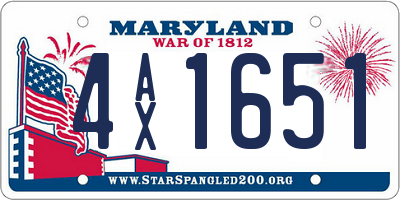 MD license plate 4AX1651