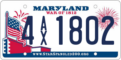 MD license plate 4AX1802