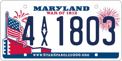 MD license plate 4AX1803