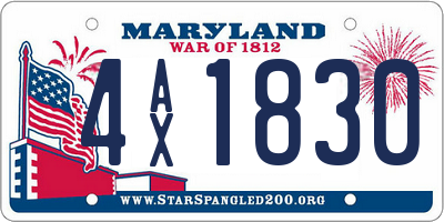 MD license plate 4AX1830