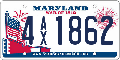 MD license plate 4AX1862