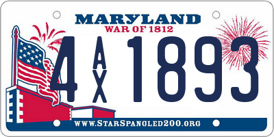 MD license plate 4AX1893
