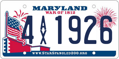 MD license plate 4AX1926