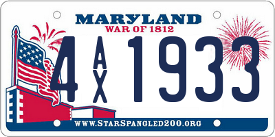MD license plate 4AX1933