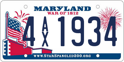 MD license plate 4AX1934