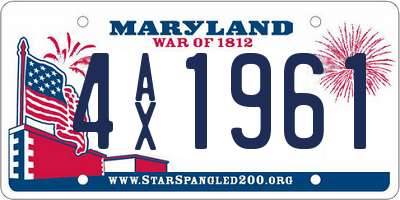 MD license plate 4AX1961