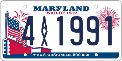 MD license plate 4AX1991