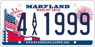 MD license plate 4AX1999