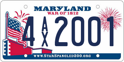 MD license plate 4AX2001
