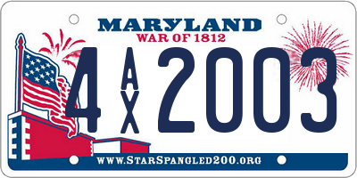 MD license plate 4AX2003