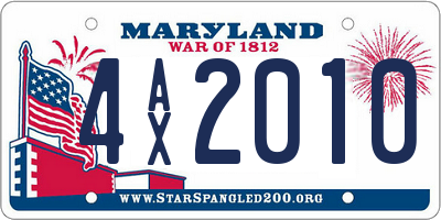 MD license plate 4AX2010