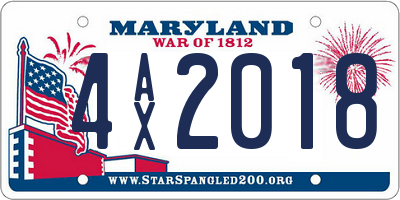 MD license plate 4AX2018