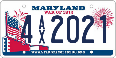MD license plate 4AX2021