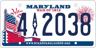 MD license plate 4AX2038