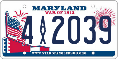 MD license plate 4AX2039