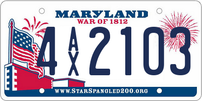 MD license plate 4AX2103
