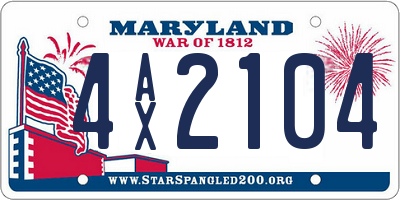 MD license plate 4AX2104