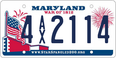 MD license plate 4AX2114