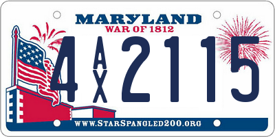 MD license plate 4AX2115